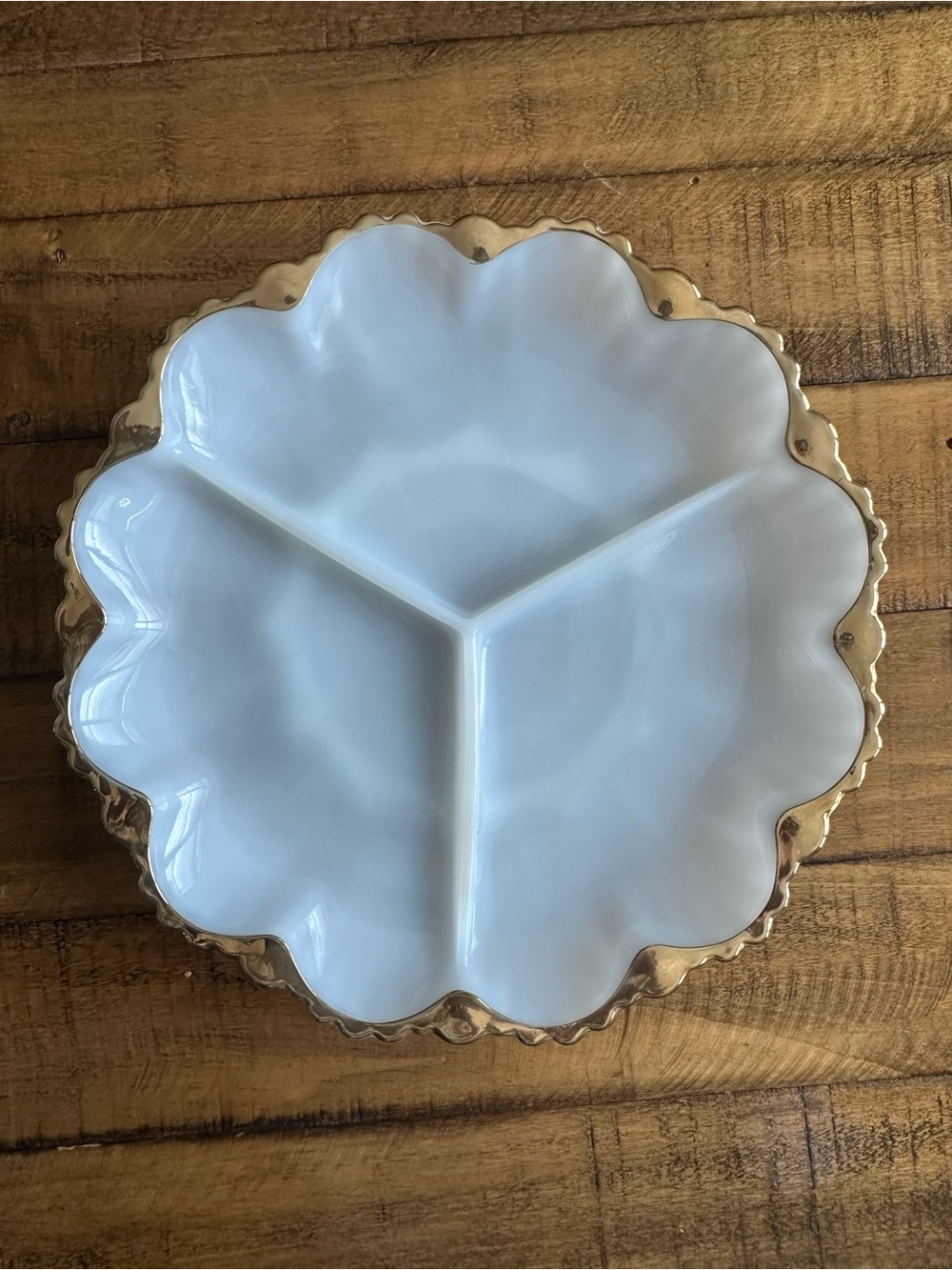 Vintage Milk Glass Deviled Egg Tray Gold Trim Hollywood Regency Server